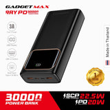 GADGET MAX 30000MAH 22.5W RAY PD POWER BANK (5V/3A) (OUTPUT-TYPE-C/A1/A2) (INPUT-MICRO/TYPE-C)