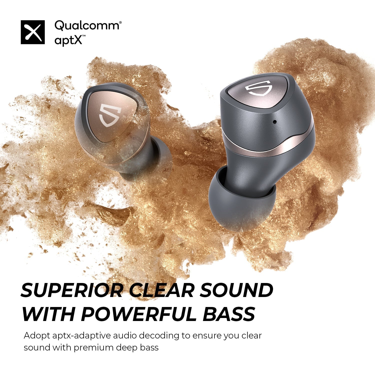 SoundPeats Sonic Wireless Earbuds, Bluetooth Headphone, Bluetooth 5.2 Earbuds APTX-Adaptive Wireless Earphones with Immersive Bass, 35 Hrs USB-C Mono/Stereo Game Mode