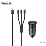 REMAX RCC236 VANGUARD SERIES 2.4A CAR CHARGER+3 IN 1 CHARGING CABLE (2.4A) (2USB), 3 in 1 Cable, Charging Cable with Car Charger, Car Charger