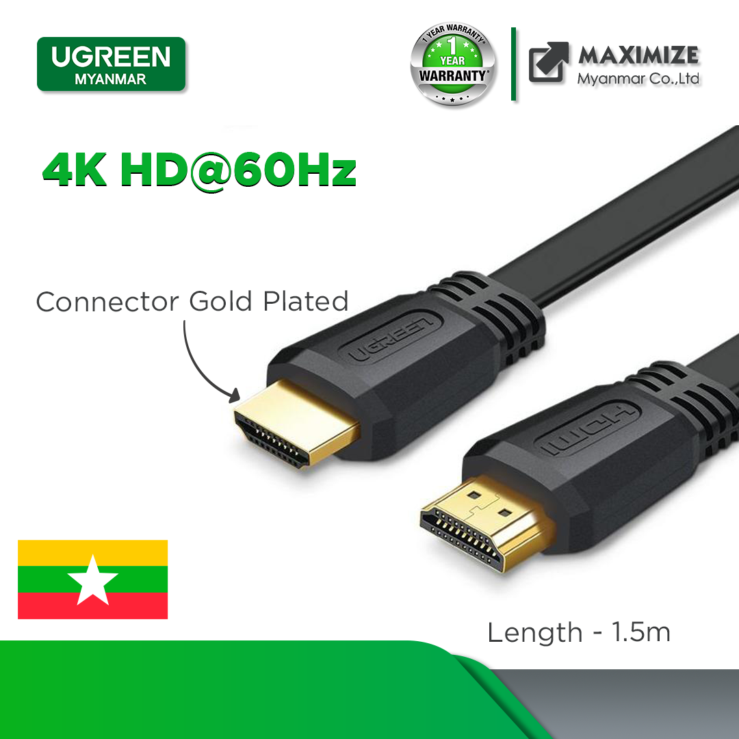 Jeg vil have Bebrejde suge UGREEN ED015 4K 60 Hz HDMI 2.0 Flat Cable for TV HD Monitor Projector –  Aplus