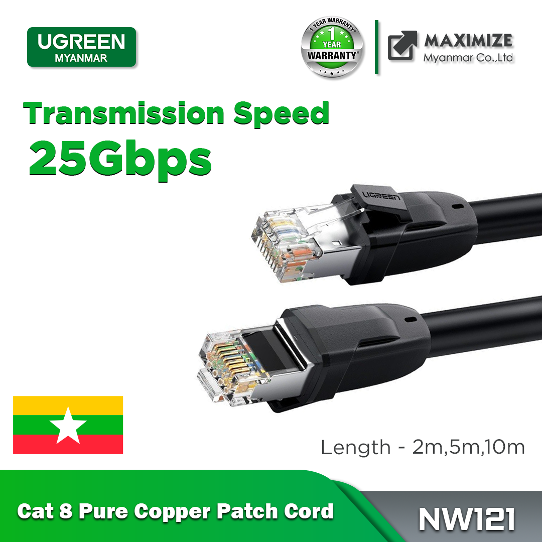 Ugreen Cat8 Cat7 Ethernet Flat Braided Cable RJ45 40Gbps Network Lan Cord  .5m-5m