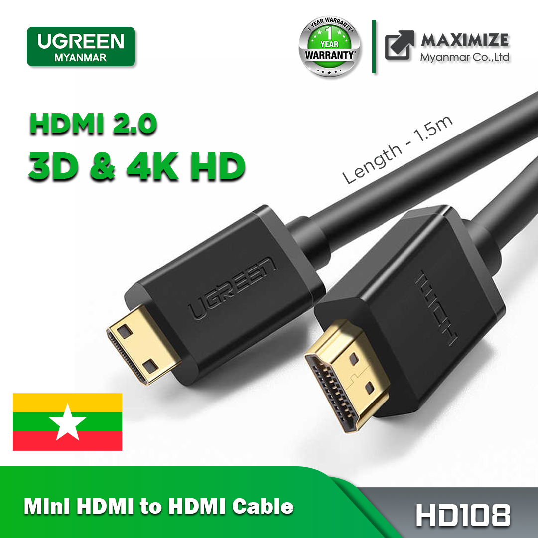 UGREEN HD108 High quality Mini HDMI to HDMI Cable for Tablet MP4 (1.5m –  Aplus