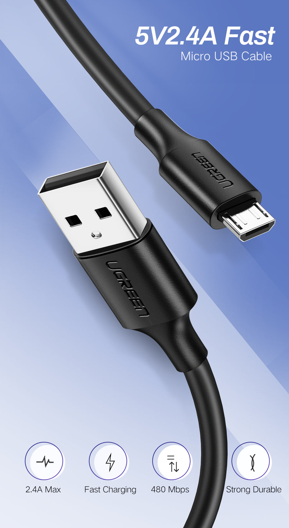 UGREEN US253 USB TO TYPE.C CABLE (M/M NICKEL PLATING ABS SHELL )5V/5A –  Aplus