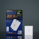 WK WP-U72 SPEED SERIES 22.5W SUPER FAST CHARGER (AC100-240V)(USB-1/TYPE-C-1), 22.5W Charger, Fast Charger, Super Fast Charger
