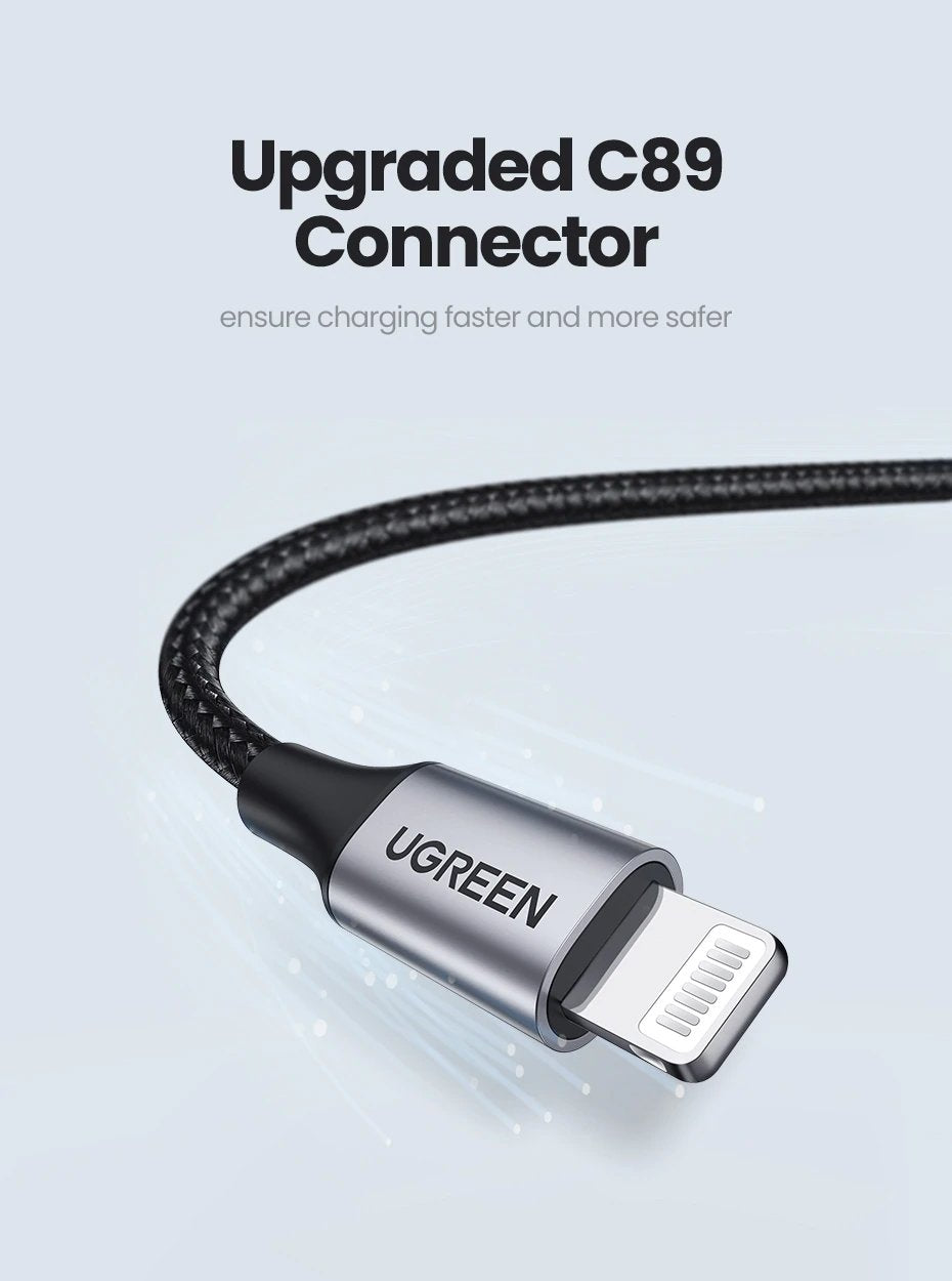UGREEN USB A to Lightning Audio Adapter Cable MFi Certified Nylon