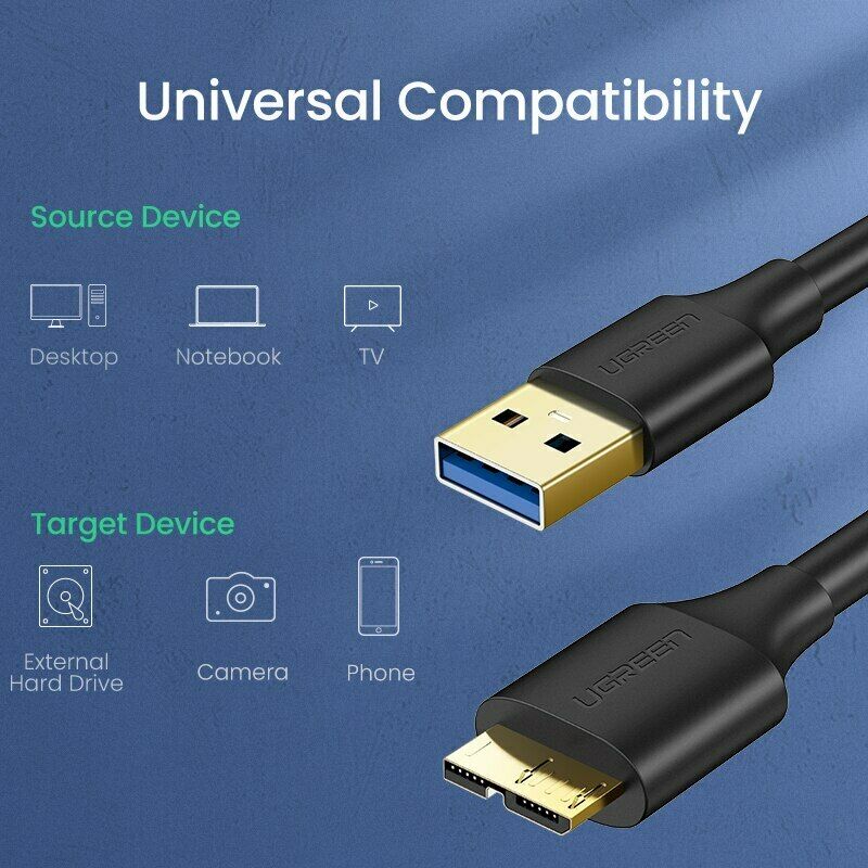 UGREEN Hard Drive Cable, USB 3.0 Type A to Micro USB B Cable